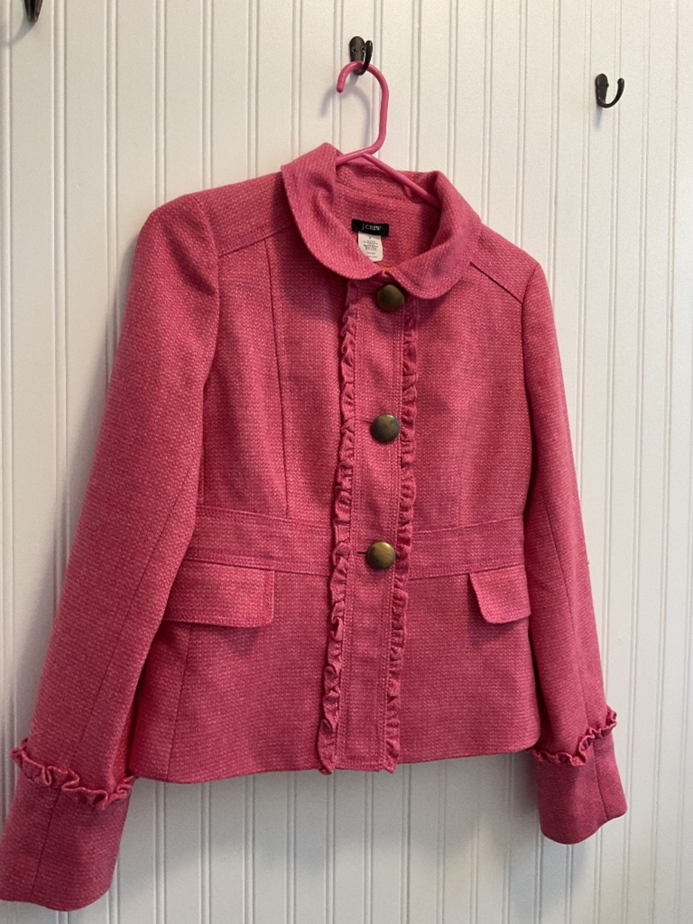 Beautiful J Crew Robert Noble ruffled pink blazer
